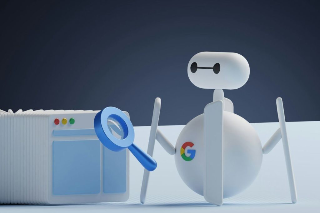 Imagem com um robô segurando uma lupa