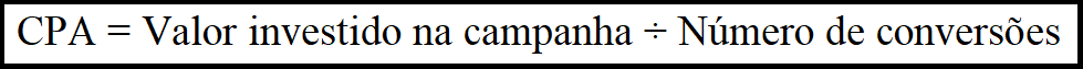 Imagem com a fórmula de cálculo do CPA