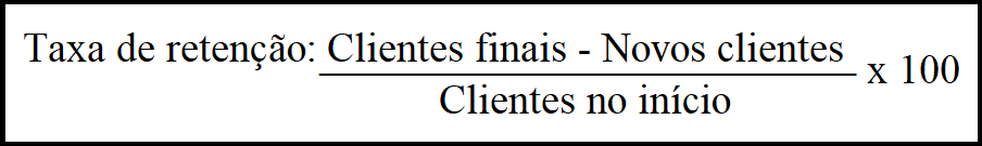 Imagem da fórmula de cálculo da taxa de retenção de clientes